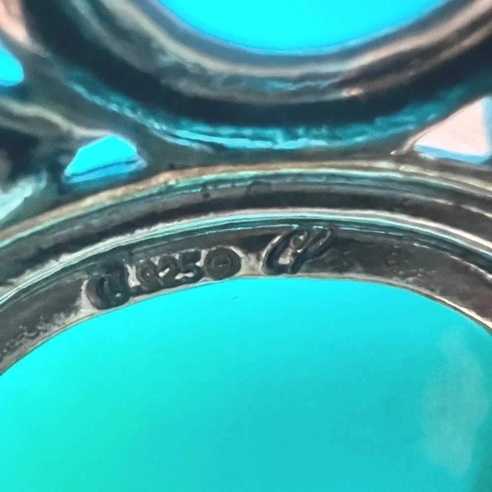 Carolyn Pollack Pendant Sterling Silver Turquoise Filigree Signed 2.5